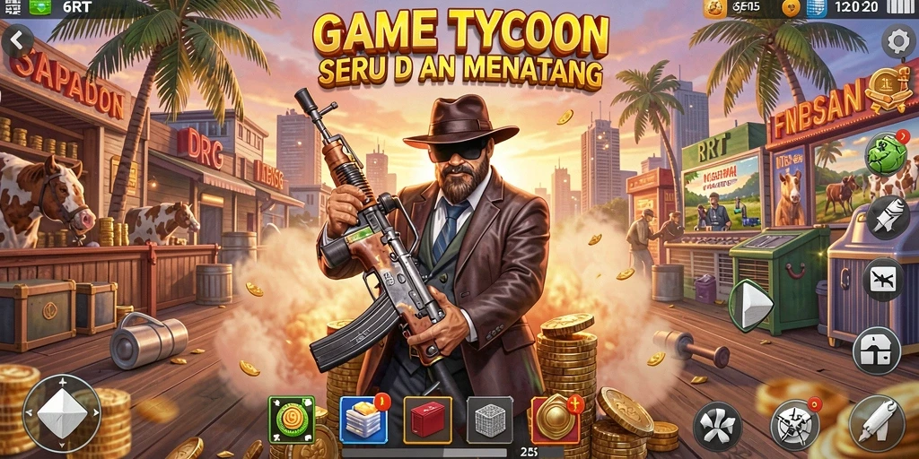 Tampilan gameplay seru dari 6RT dengan aktivitas Tycoon yang menarik.