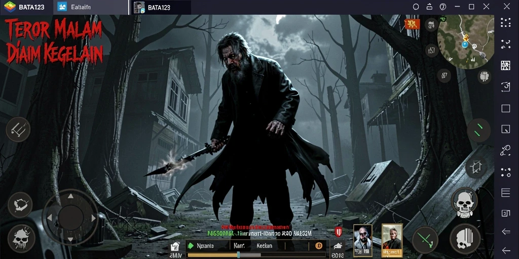 Gameplay menyeramkan dari BATA123 menunjukkan momen ketegangan di kegelapan.