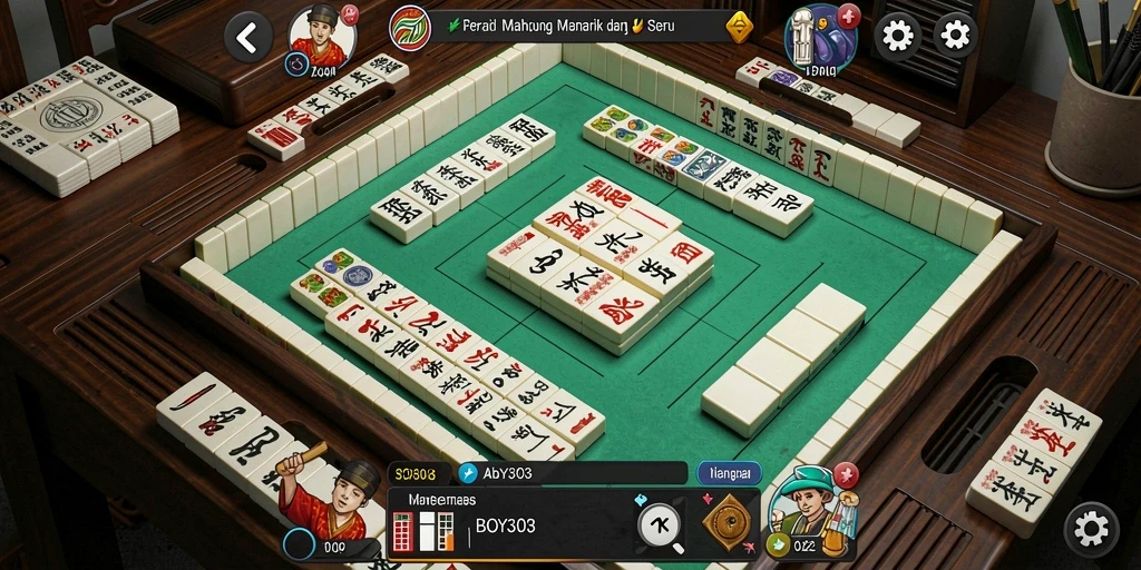 Tampilan utama gameplay BOY303 dengan desain Mahjong yang menarik.