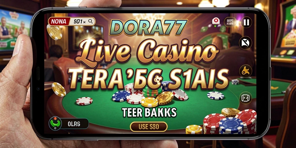 Screenshot gameplay DORA77 yang menunjukkan dealer langsung dan suasana kasino.