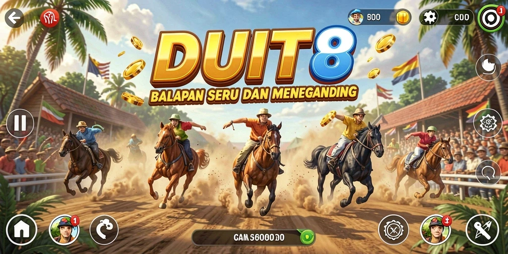 Tampilan gameplay DUIT8 dengan aksi balapan yang mendebarkan.