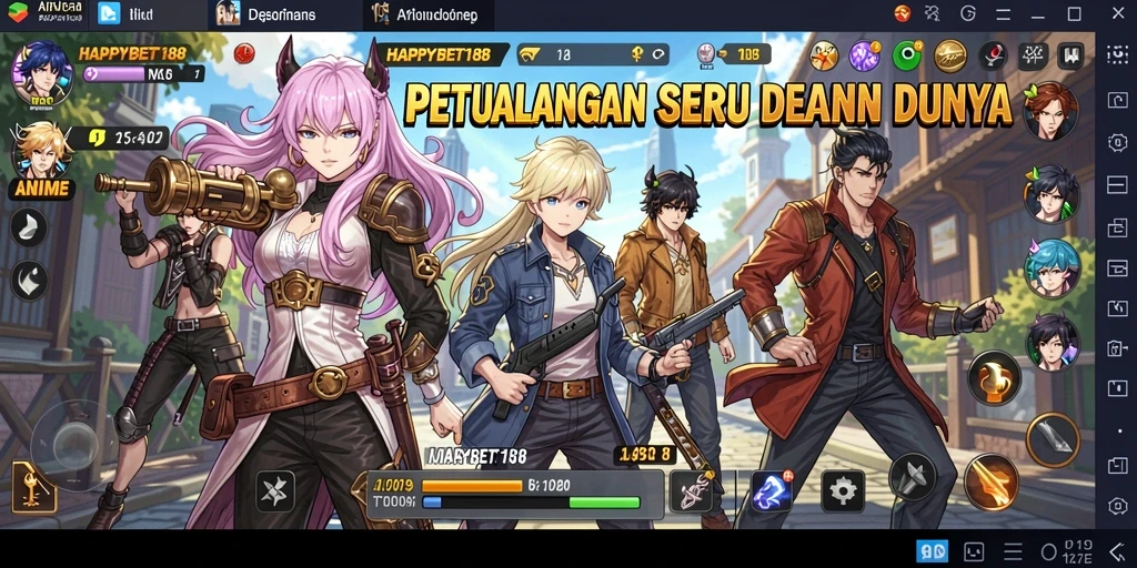 Tangkapan layar permainan <strong>HAPPYBET188</strong> menampilkan pertarungan karakter anime yang seru.