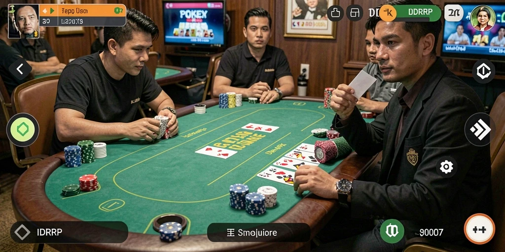 Tangkapan layar utama IDRRP menampilkan gameplay poker yang seru.