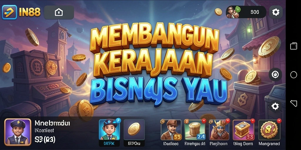 Tampilan gameplay IN88 yang menampilkan strategi pengelolaan bisnis.