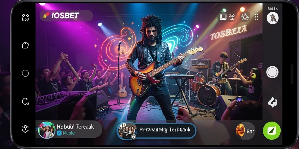 Layar gameplay IOSBET menunjukkan suasana permainan musik yang energik.