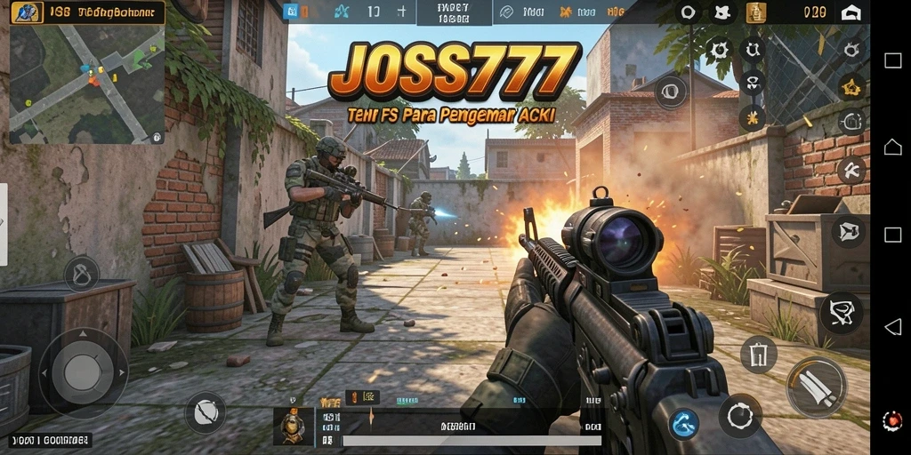 Tampilan aksi mendebarkan dalam gameplay JOSS777 saat berjuang melawan musuh.