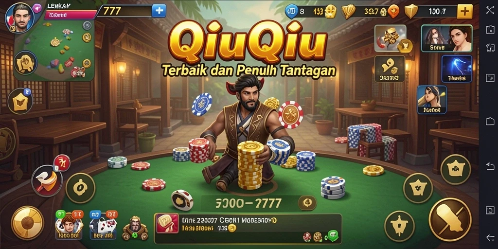 Gameplay seru LENGKAP777 saat bermain QiuQiu dengan teman.