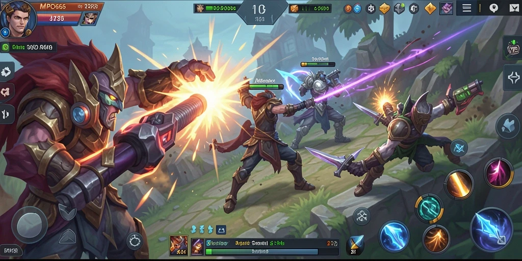 Tangkapan layar dari gameplay seru MPO666 dalam pertempuran MOBA.