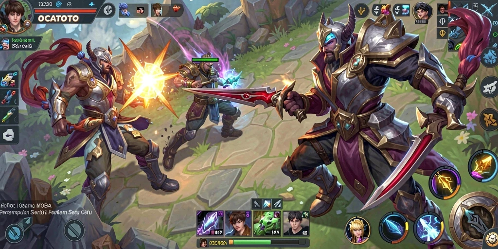 Tampilan gameplay seru di OCATOTO dengan aksi MOBA yang mendebarkan.