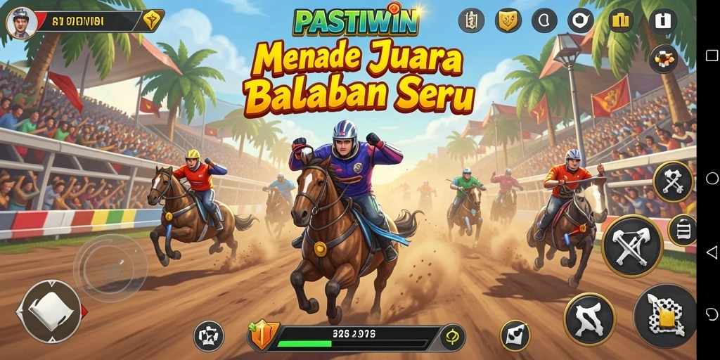 Tampilan gameplay PASTIWIN yang mendebarkan saat balapan.
