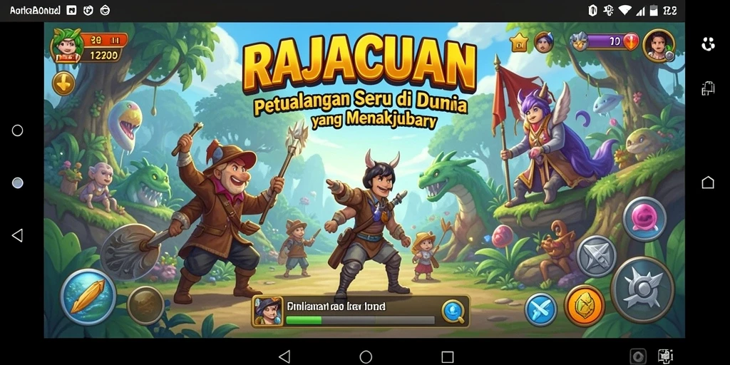 Screenshot utama RAJACUAN menampilkan aksi petualangan yang mendebarkan.