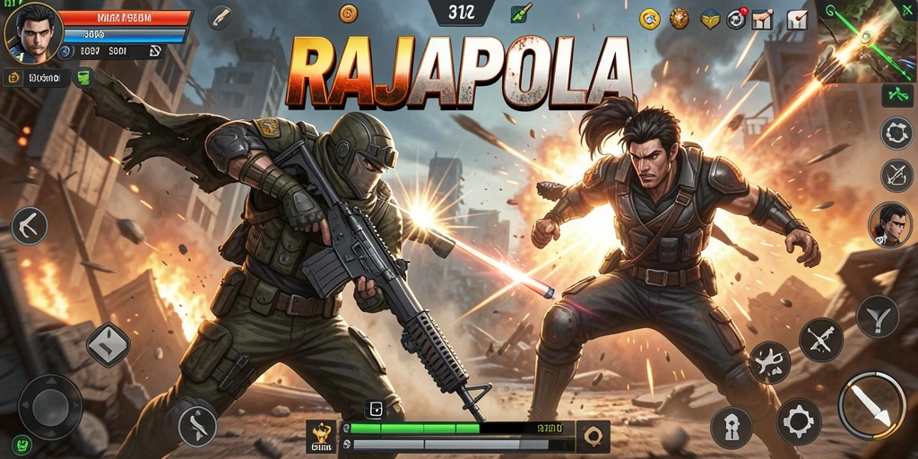 Screenshot RAJAPOLA menampilkan aksi pertarungan yang menegangkan.