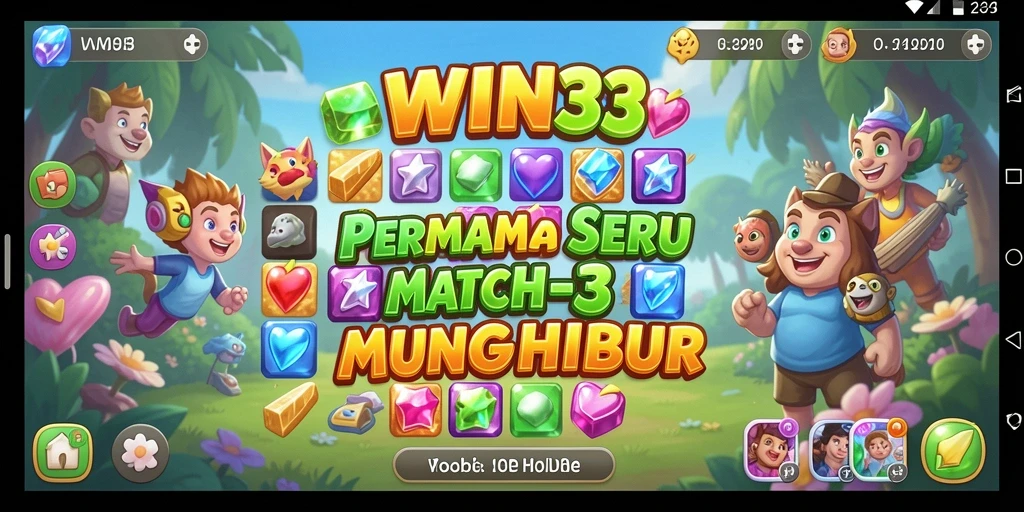 Tangkapan layar utama WIN33 menampilkan gameplay yang dinamis dan penuh warna.