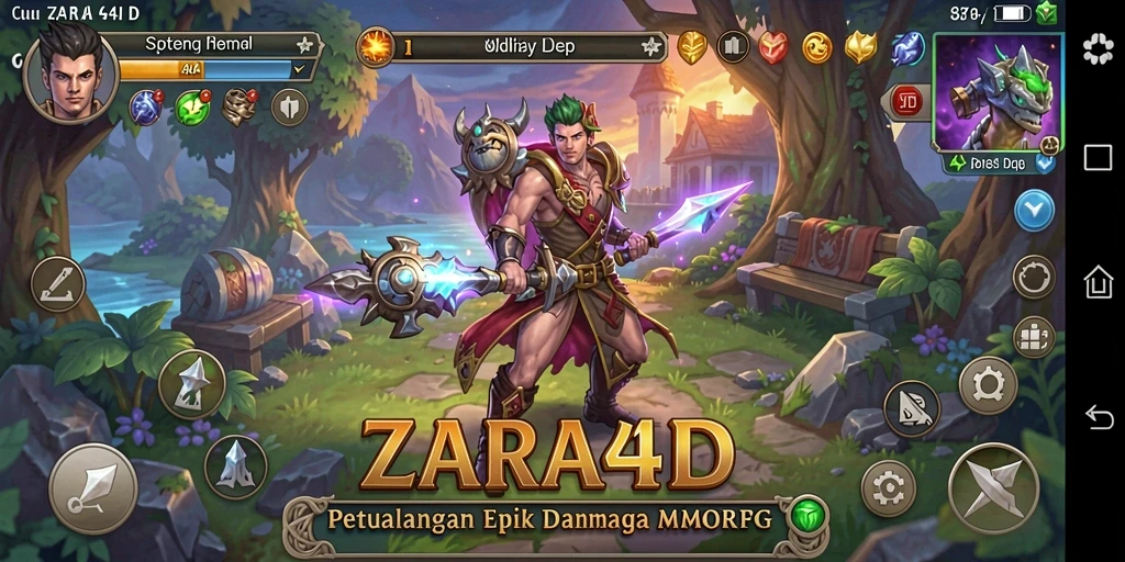 Screenshot gameplay ZARA4D menampilkan pertempuran epik dalam MMORPG.